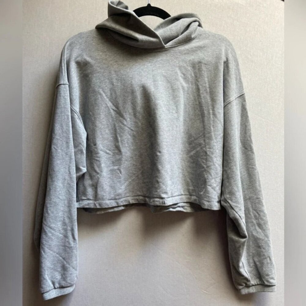 The Group Babaton Aritzia Weekender Crop Oversized Cotton Hoodie Grey M